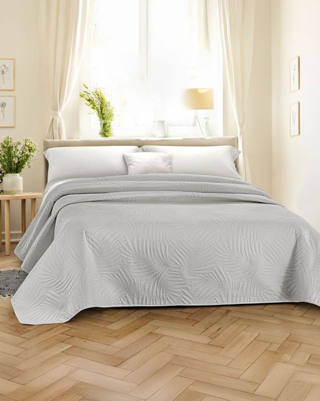 Prodotto: FZ - Trapuntino matrimoniale grigio trama tropical, 250x250CM
