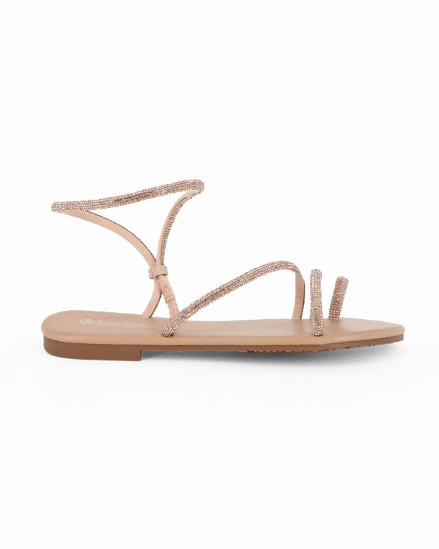 Prodotto: BACHATA - Sandalo infradito nude con strass e cinturino diagonale
