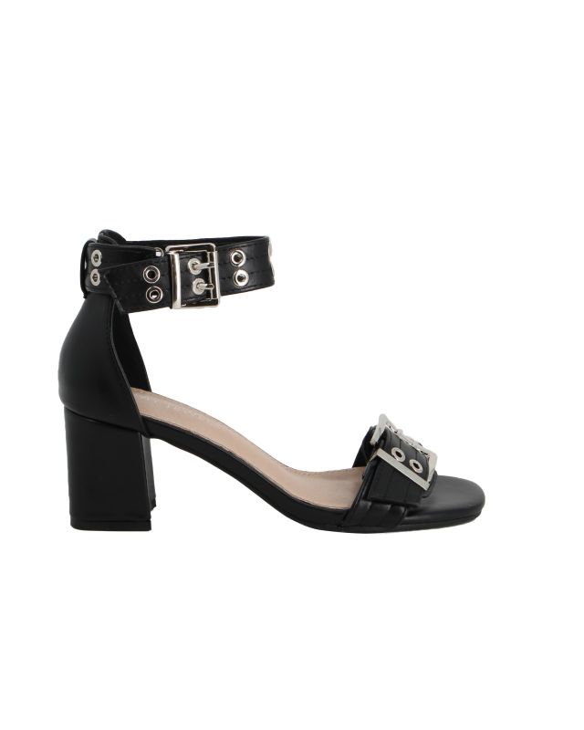 Prodotto: MY JEWELS - Sandalo nero con doppia fibbia, tacco 6CM