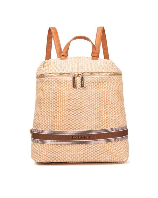 Prodotto: NARDINI - Zaino beige in paglia con zip orizzontale
