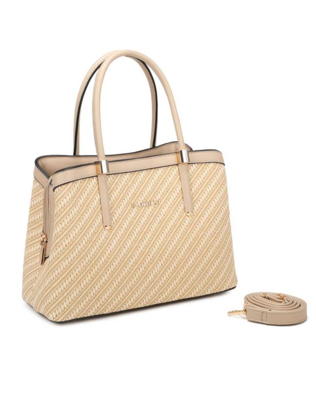 Prodotto: NARDINI  - Borsa a mano beige  con trama a intreccio, tracolla removibile
