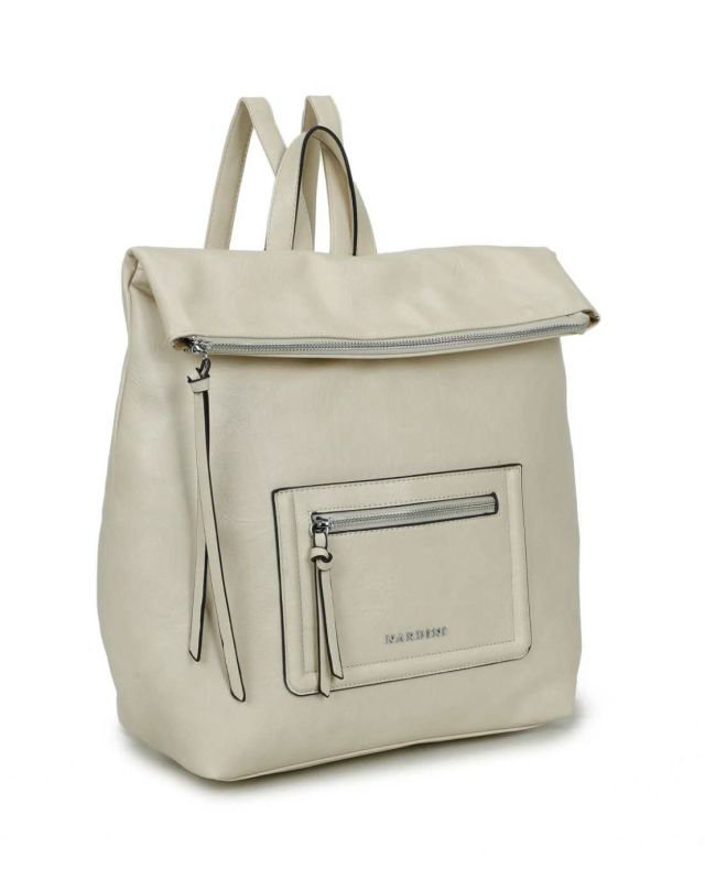 Prodotto: NARDINI - Zaino beige con doppia tasca frontale e patta con zip