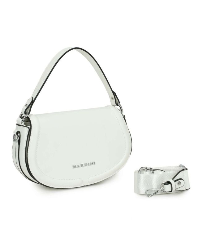 Prodotto: NARDINI - Minibag bianca con patta e tracolla removibile