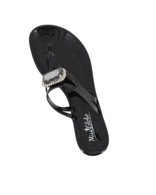 Prodotto: MISS GLOBO - Ciabatta infradito nera con diamante
