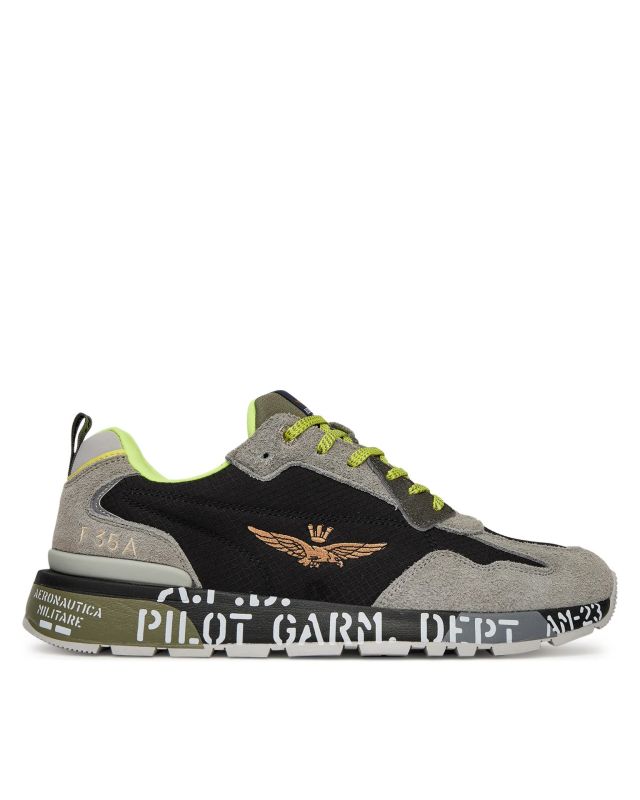 Prodotto: AERONAUTICA MILITARE - SNEAKERS MARRONE CHIARO, MARRONE SCURO, GRIGIA, NERA E GIALLO FLUO - 276CT3546-94653