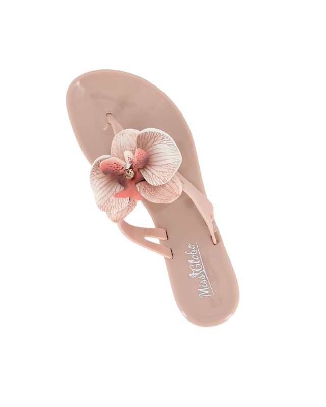 Prodotto: MISS GLOBO - Ciabatta infradito nude con fiore e strass