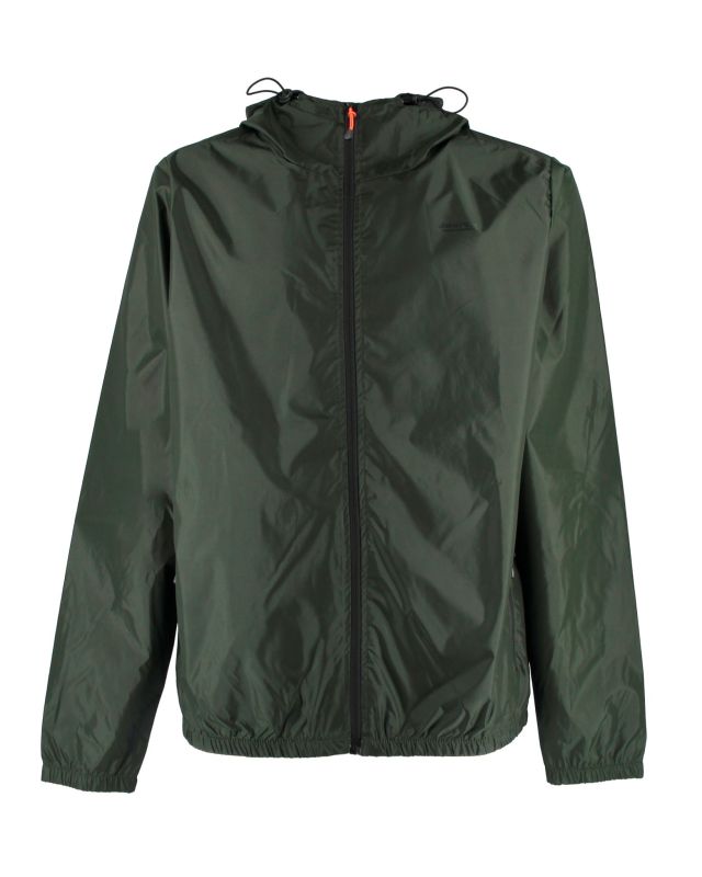Prodotto: WAIKIKI RUN- K-WAY CON CAPPUCCIO FULL ZIP  UOMO VERDE MILITARE CON DETTAGLI ARANCIONI FLUO - VERANO