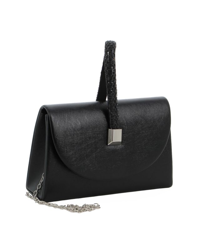 Prodotto: DIVAS - Pochette nera con patta e manico di strass