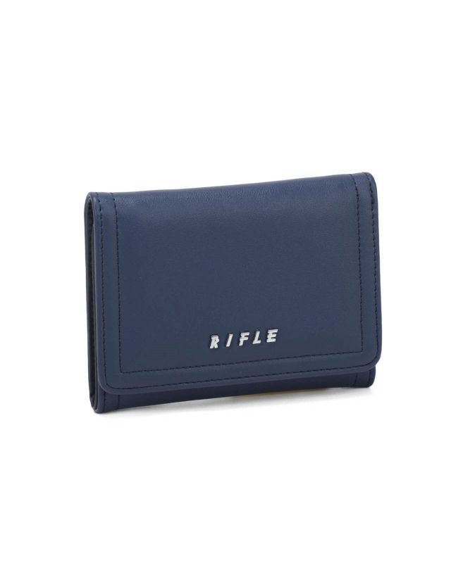 Prodotto: RIFLE - Portafoglio blu con patta e taschino posteriore con chiusura a zip