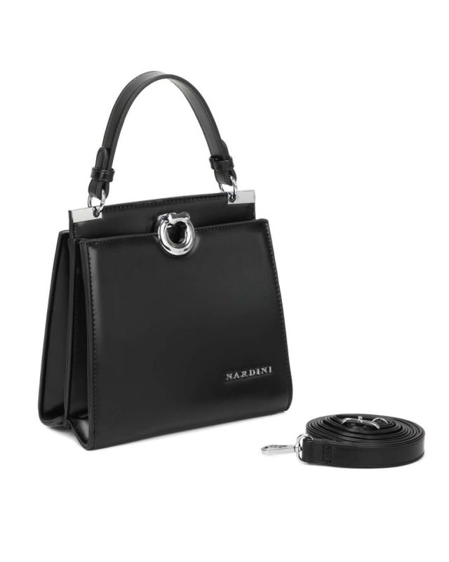 Prodotto: NARDINI - Minibag nera con due scomparti principali, tracolla removibile