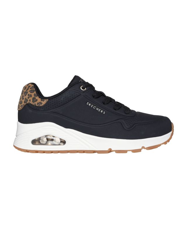 Prodotto: SKECHERS - UNO - JUNGLE NITE - Sneakers nera con patch posteriore leopardata