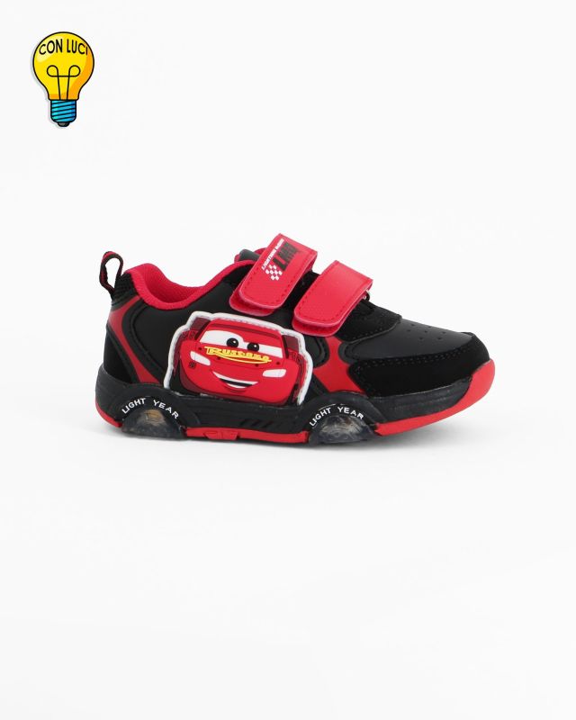 Prodotto: CARS  - Sneakers rossa e nera da bambino con luci e strappi