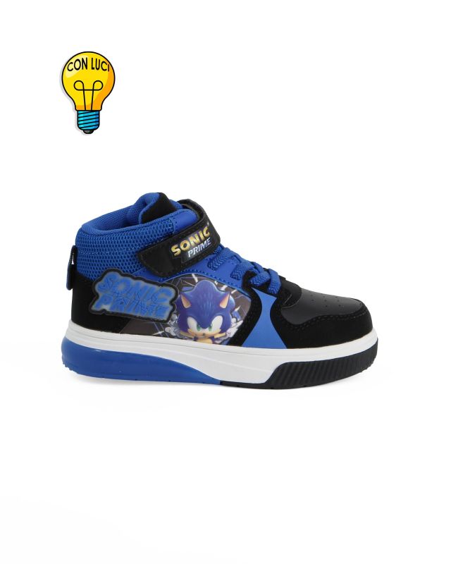 Prodotto: SONIC  - Sneakers alta blu e nera da bambino con luci e strappo