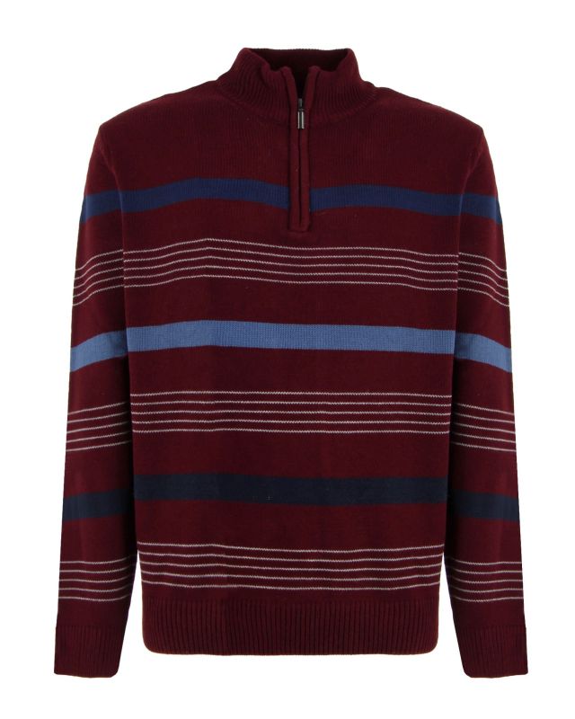 Prodotto: BREZZA DI MARE - MAGLIA MANICA LUNGA BORDEAUX MEZZA ZIP F12  A RIGHE