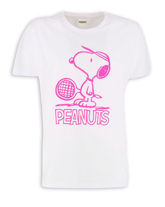 Prodotto: PEANUTS - Tshirt bianca da donna con logo rosa - JL052537