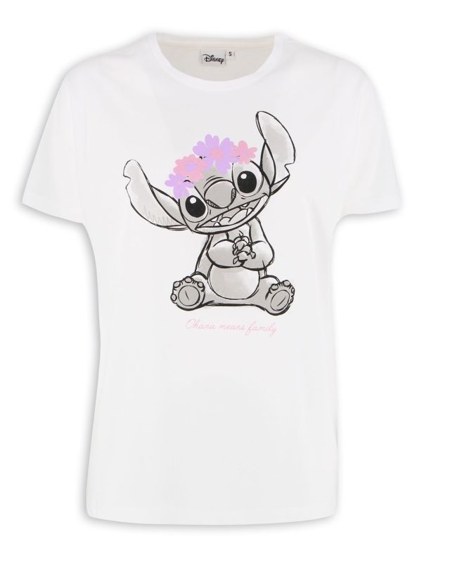 Prodotto: LILO&STITCH - Tshirt bianca da donna con stampa Stitch - JL052546