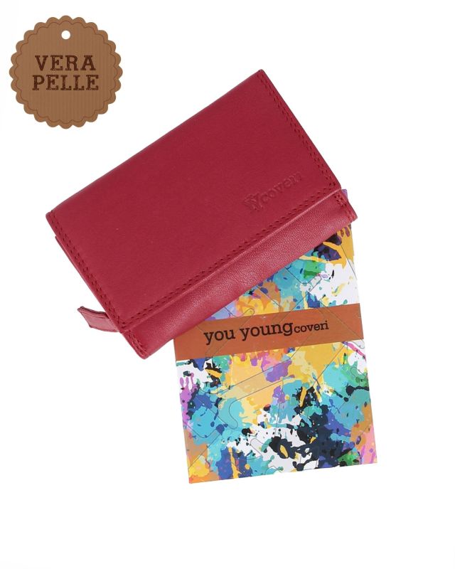 Prodotto: YOU YOUNG COVERI - Portafoglio rosso in VERA PELLE con patta e tasca portamonete