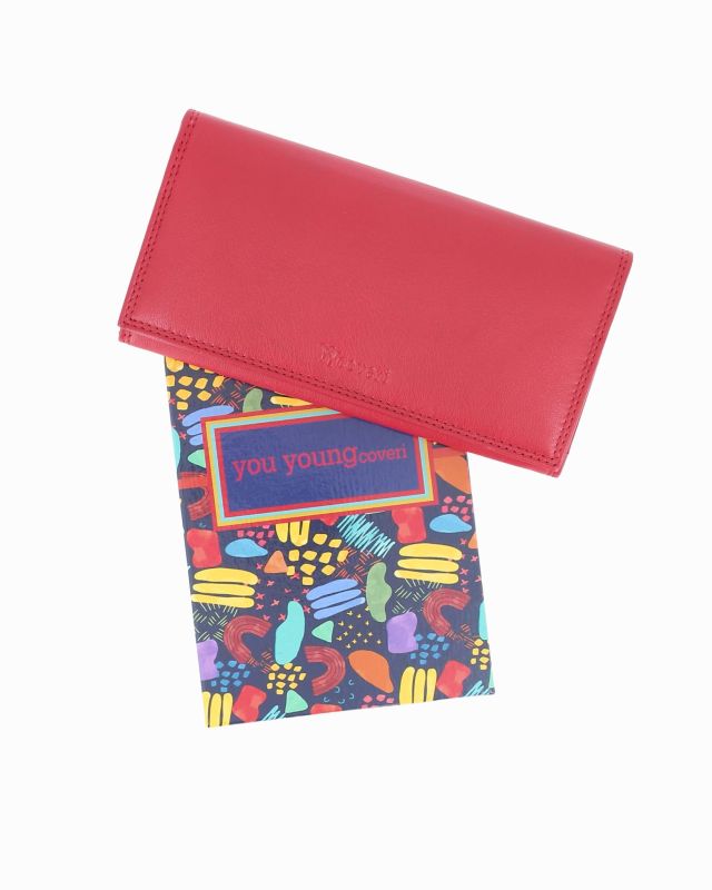 Prodotto: YOU YOUNG COVERI - Portafoglio rosso in VERA PELLE da donna con patta