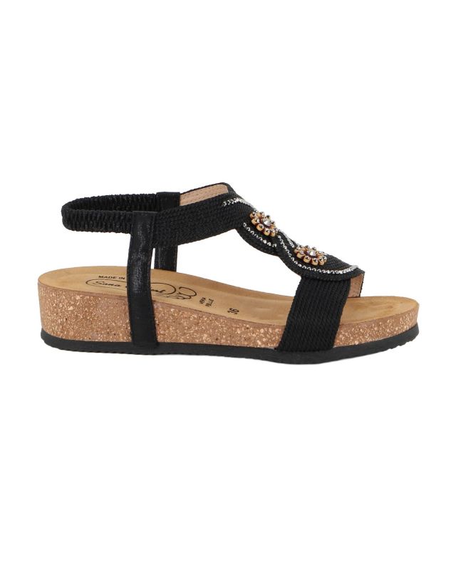 Prodotto: SANA COMFORT - Sandalo nero con sottopiede in VERA PELLE e suola antiscivolo, MADE IN ITALY