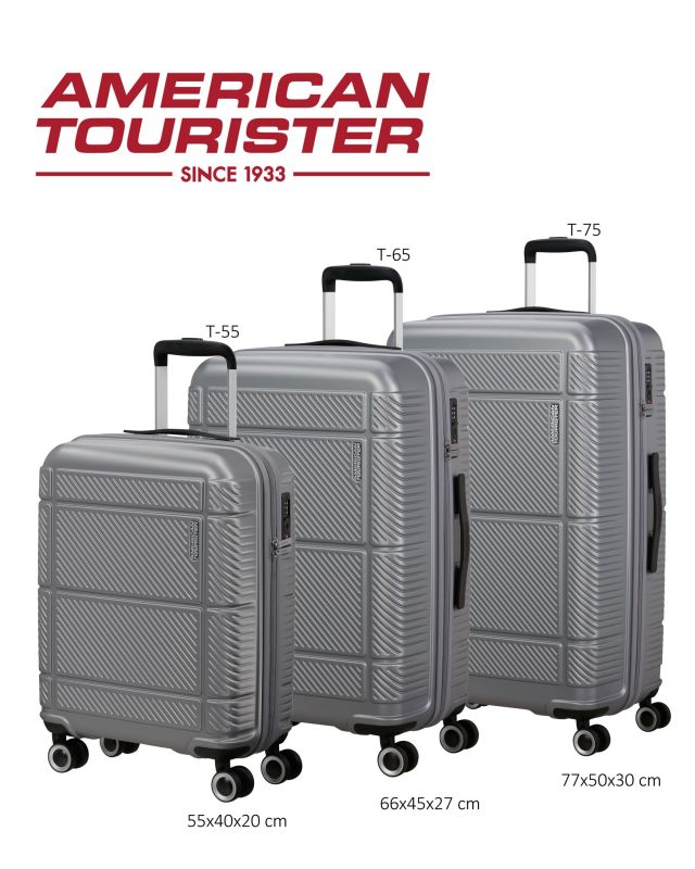 Prodotto: AMERICAN TOURISTER - TROLLEY GRIGIO IN ABS 4 RUOTE CON COMBINAZIONE TSA