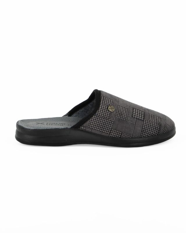 Prodotto: TIGLIO - Pantofola nera da uomo con sottopiede in VERA PELLE, MADE IN ITALY