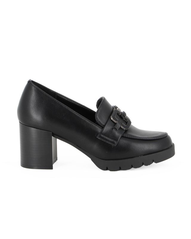 Prodotto: MISS GLOBO - Mocassino nero con sottopiede in memory soft e morsetto, tacco 6,5CM