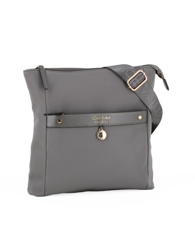 Prodotto: CORTINA POLO STYLE - Borsa antracite con tracolla regolabile e tasca frontale