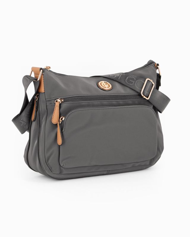Prodotto: JUST GOLF - Borsa antracite con doppia tasca frontale, manico regolabile e cerniera ad espansione