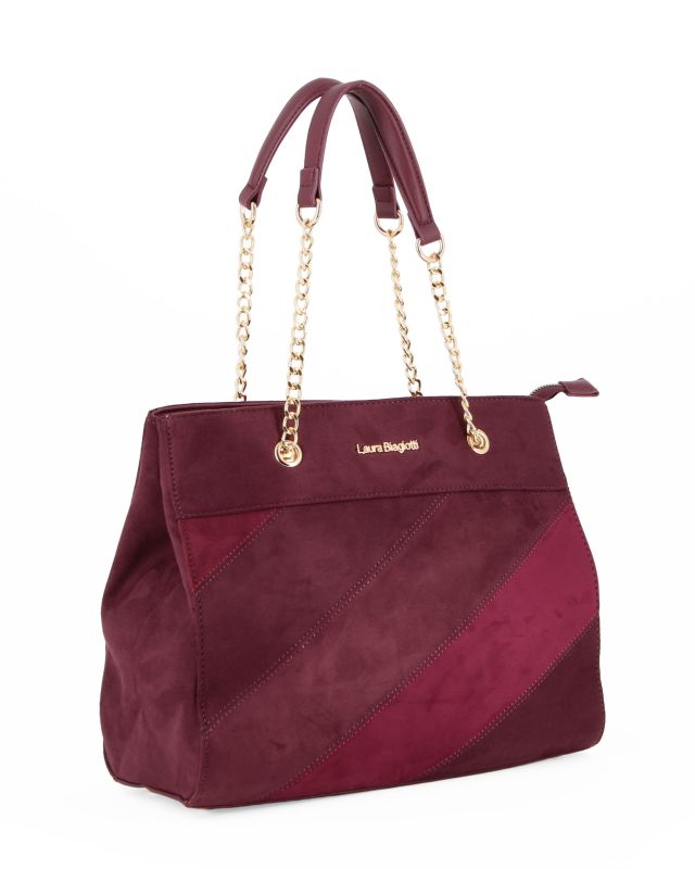 Prodotto: LAURA BIAGIOTTI - Borsa a due manici scamosciata bordeaux