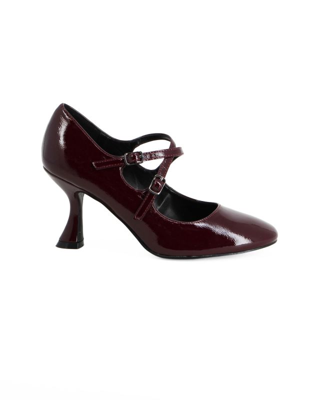 Prodotto: MISS GLOBO - Décolleté bordeaux naplak con cinturini incrociati, tacco 7,5CM
