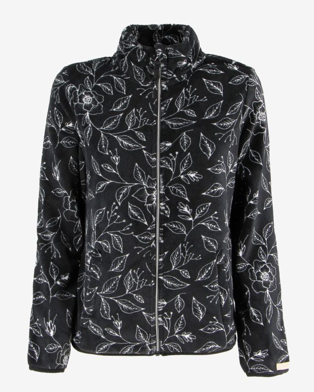 Prodotto: ON SPIRIT - PILE  DONNA FULL ZIP NERO E FIORI BIANCHI-  ANIA