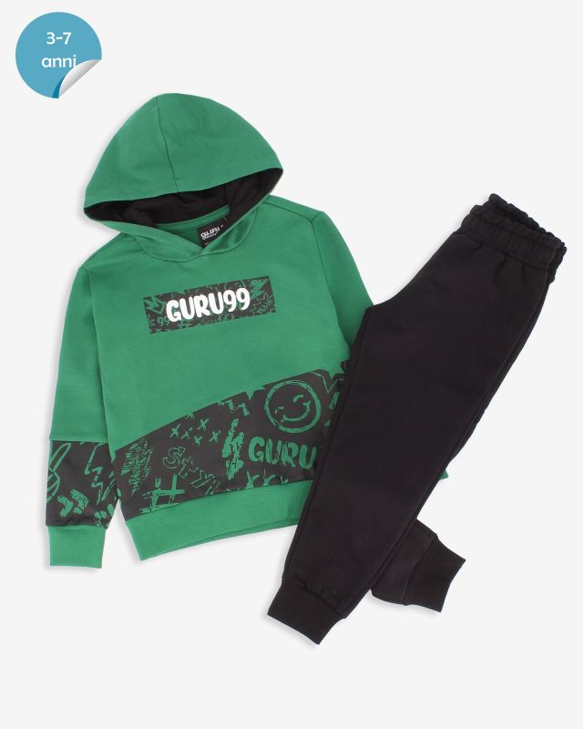Prodotto: GURU - COMPLETO TUTA FELPA BEIGE CON CAPPUCCIO DA BAMBINO