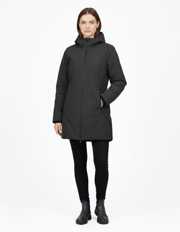 Prodotto: ON SPIRIT - Giubbotto parka da donna nero antivento e traspirante con cappuccio e zip frontale - BELLA