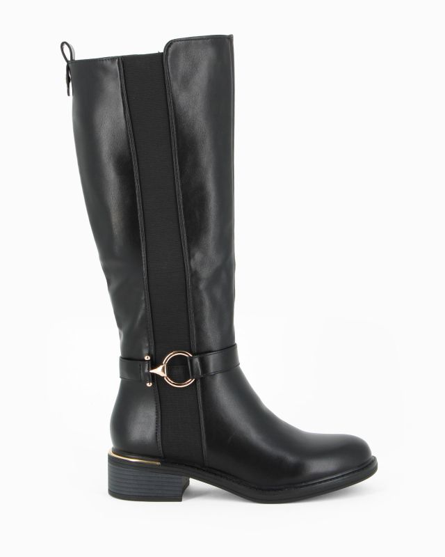 Prodotto: MISS GLOBO - Stivale nero con zip laterale e gambale elasticizzato, tacco 3,5CM