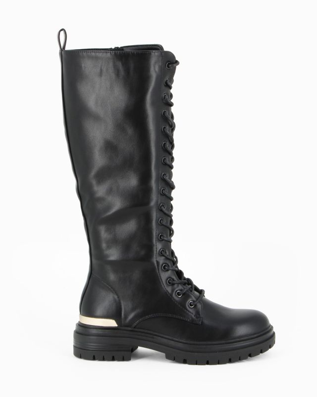 Prodotto: MISS GLOBO - Stivale nero con lacci e zip laterale, tacco 4CM