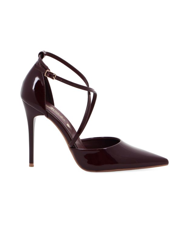 Prodotto: MISS GLOBO - Décolleté bordeaux in vernice con cinturini incrociati, tacco 10,5CM
