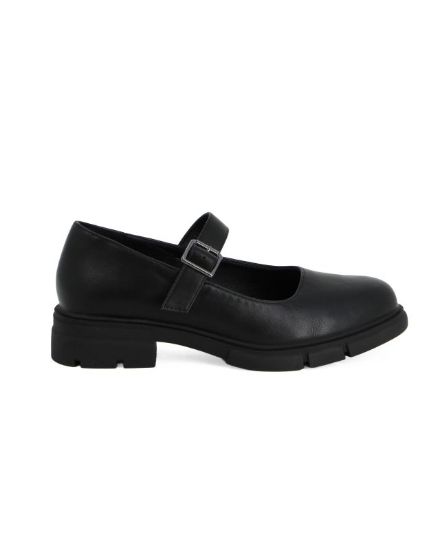 Prodotto: MISS GLOBO - Scarpa nera con suola track e cinturino con fibbia frontale
