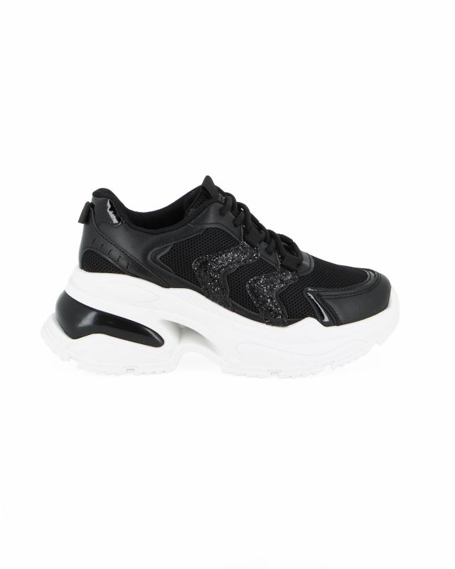 Prodotto: GLOBO ROSA - Sneakers nera con lacci e inserti glitterati