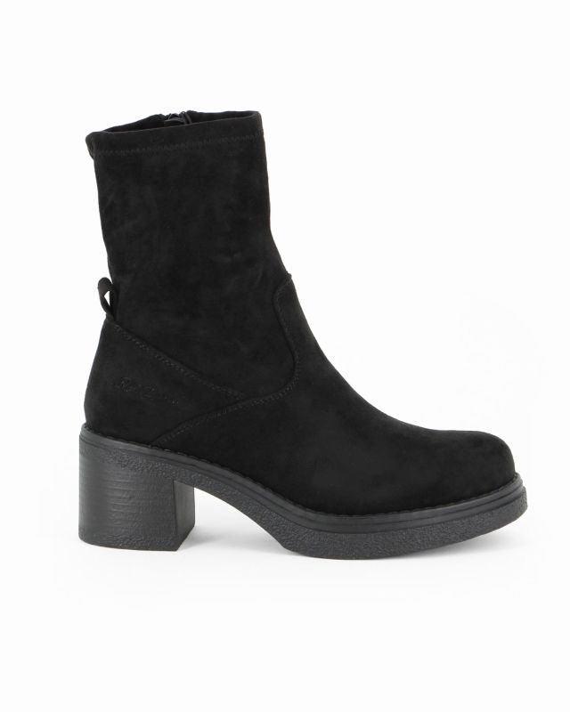 Prodotto: RIFLE - Stivaletto nero scamosciato con zip laterale, tacco 6CM