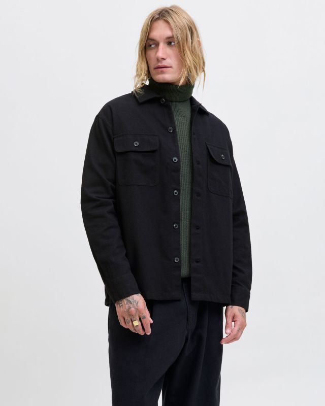 Prodotto: JACK&JONES - GIACCA CAMICIA NERA DA UOMO IN FLANELLA