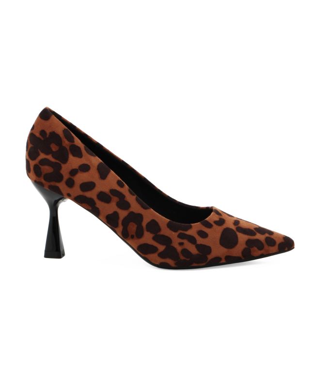 Prodotto: MISS GLOBO - Décolleté leopardata scamosciata con sottopiede in VERA PELLE, tacco 7,5CM