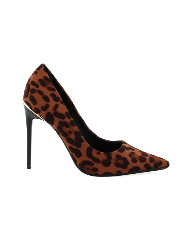 Prodotto: MISS GLOBO - Décolleté leopardata scamosciata con sottopiede in VERA PELLE, tacco 10,5CM
