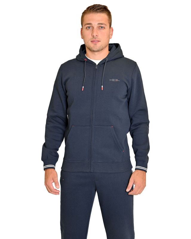 Prodotto: KEY UP - FELPA BLU DA UOMO  FULL ZIP E CAPPUCCIO