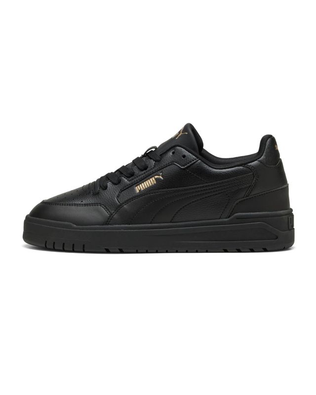 Prodotto: PUMA - Scarpa total black con dettgali logo oro  - SHUFFLE DOWNTOWN