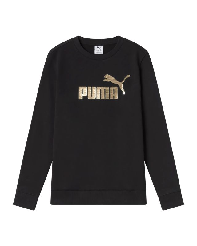 Prodotto: PUMA - FELPA GIROCOLLO NERA  ESSENTIAL +TEXTURED FOIL BIG LOGO DA DONNA,  692197-01