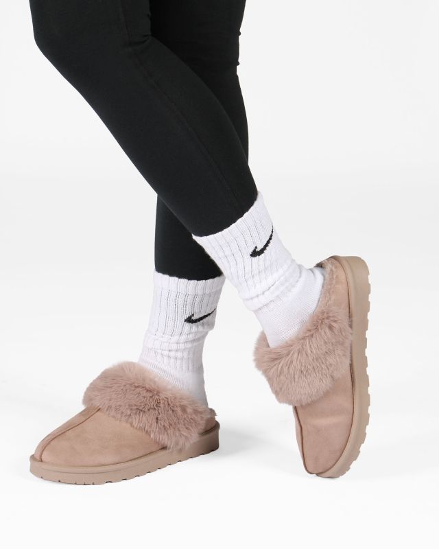 Prodotto: MISS GLOBO - Sabot khaki scamosciato con pelliccia