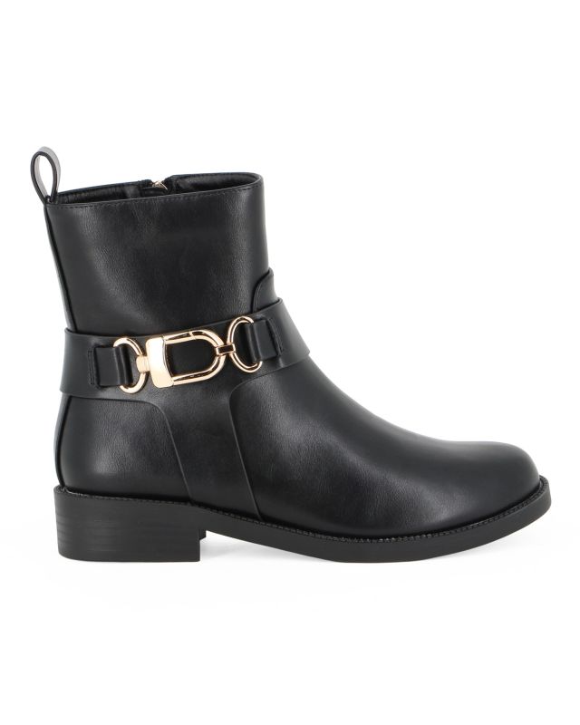 Prodotto: SOLO SOPRANI - Stivaletto nero con zip laterale e cinturino con morsetto, tacco 3CM