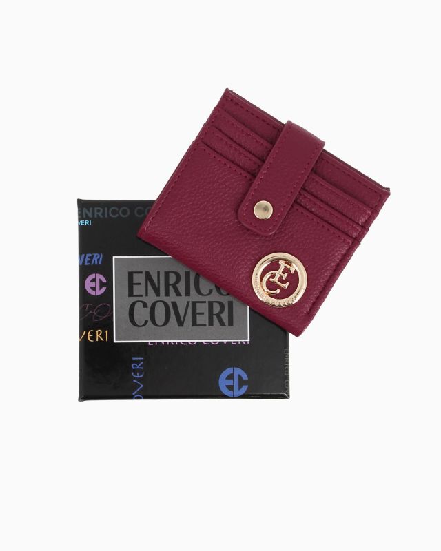 Prodotto: ENRICO COVERI - Portacarte bordeaux da donna con pattina e logo