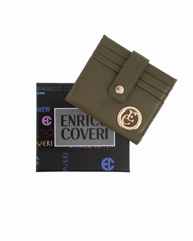 Prodotto: ENRICO COVERI - Portacarte verde da donna con pattina e logo