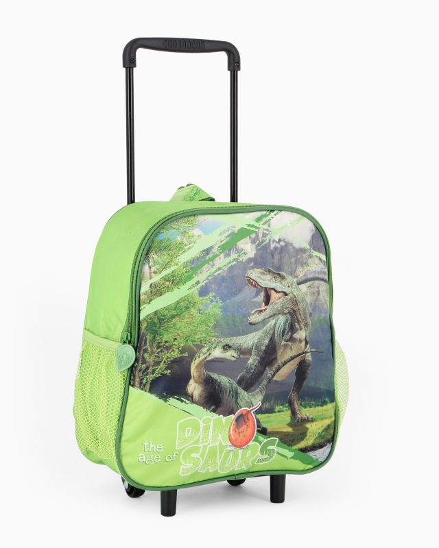 Prodotto: DINOSAURO - Zaino trolley verde con tasche laterali